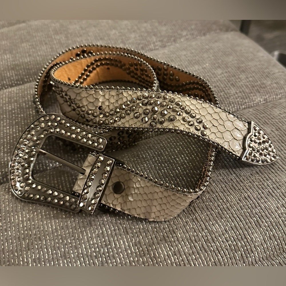 Rhinestones western belt gray size‎ medium